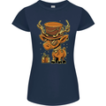 Steampunk Reindeer Funny Christmas Womens Petite Cut T-Shirt Navy Blue