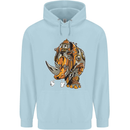 Steampunk Rhino Rhinoceros Childrens Kids Hoodie Light Blue
