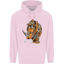 Steampunk Rhino Rhinoceros Childrens Kids Hoodie Light Pink