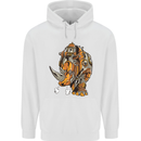 Steampunk Rhino Rhinoceros Childrens Kids Hoodie White