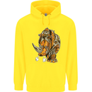 Steampunk Rhino Rhinoceros Childrens Kids Hoodie Yellow
