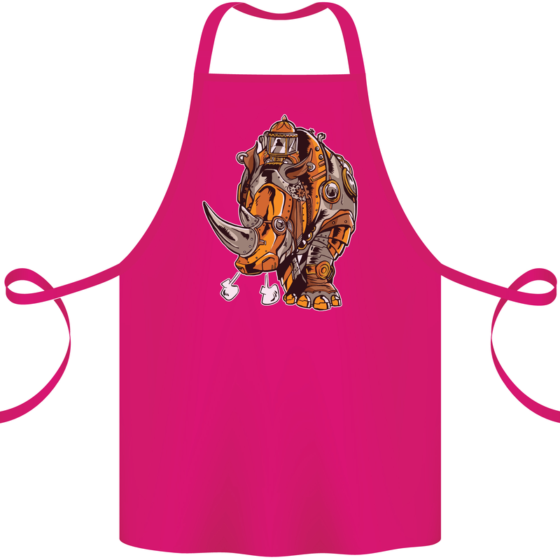 Steampunk Rhino Rhinoceros Cotton Apron 100% Organic Pink