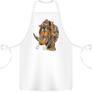 Steampunk Rhino Rhinoceros Cotton Apron 100% Organic White