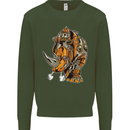 Steampunk Rhino Rhinoceros Kids Sweatshirt Jumper Forest Green