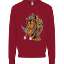 Steampunk Rhino Rhinoceros Kids Sweatshirt Jumper Red