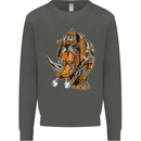 Steampunk Rhino Rhinoceros Kids Sweatshirt Jumper Storm Grey