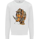 Steampunk Rhino Rhinoceros Kids Sweatshirt Jumper White