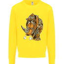 Steampunk Rhino Rhinoceros Kids Sweatshirt Jumper Yellow