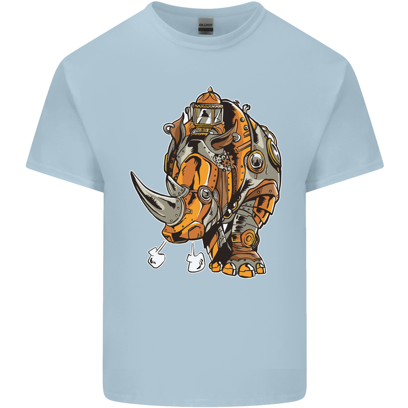 Steampunk Rhino Rhinoceros Kids T-Shirt Childrens Light Blue