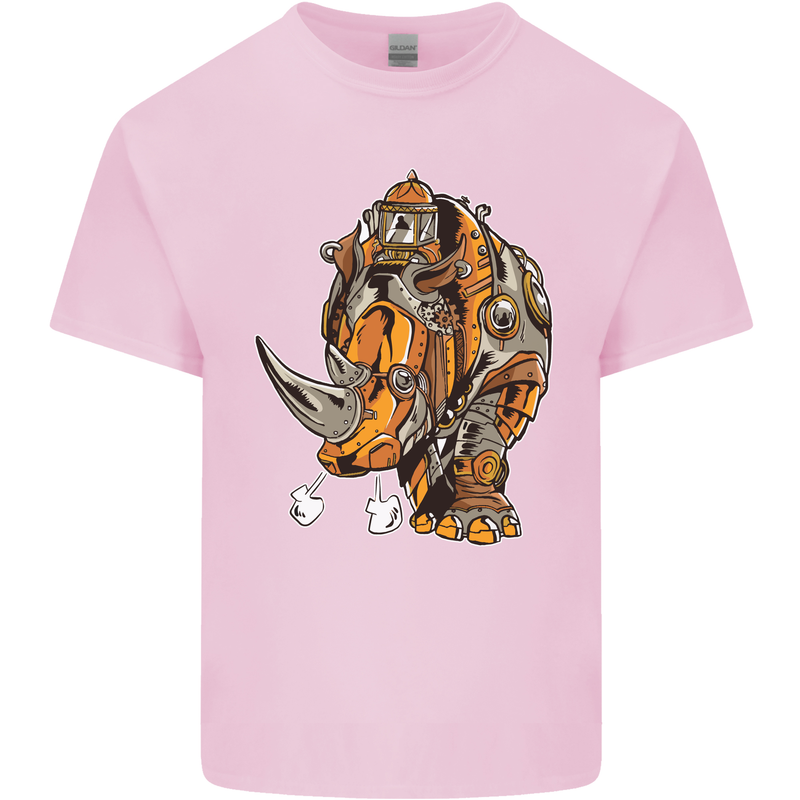 Steampunk Rhino Rhinoceros Kids T-Shirt Childrens Light Pink