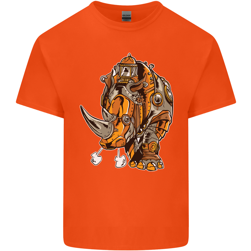 Steampunk Rhino Rhinoceros Kids T-Shirt Childrens Orange