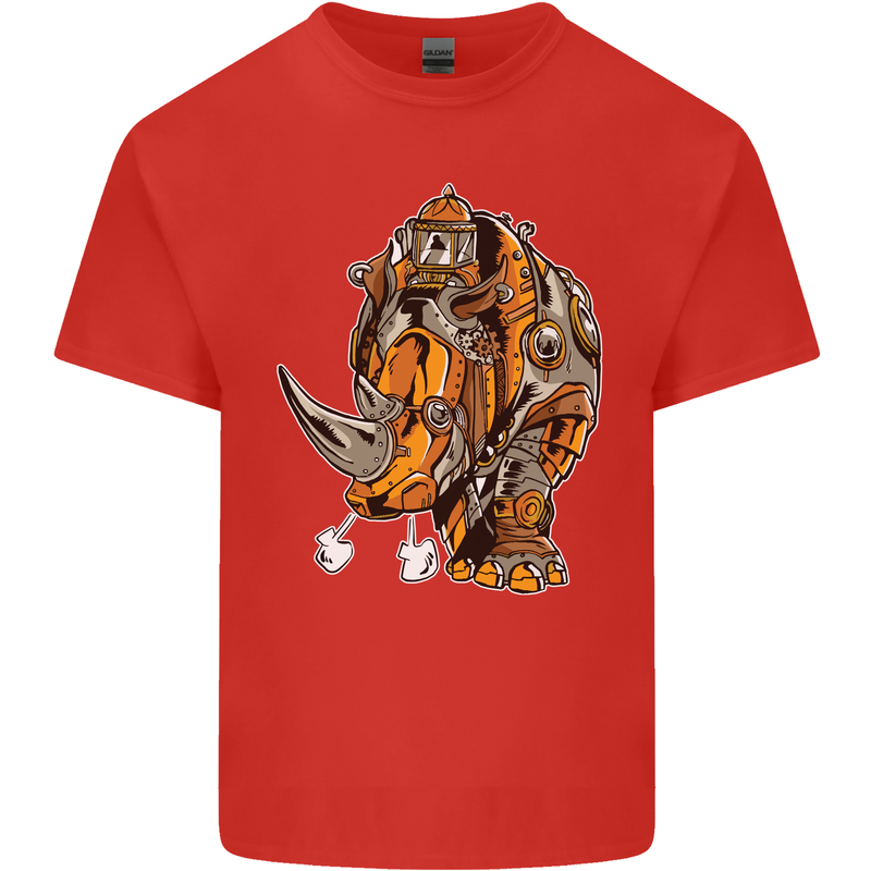 Steampunk Rhino Rhinoceros Kids T-Shirt Childrens Red