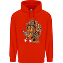Steampunk Rhino Rhinoceros Mens 80% Cotton Hoodie Bright Red