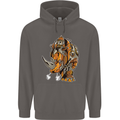 Steampunk Rhino Rhinoceros Mens 80% Cotton Hoodie Charcoal