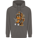 Steampunk Rhino Rhinoceros Mens 80% Cotton Hoodie Charcoal