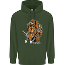 Steampunk Rhino Rhinoceros Mens 80% Cotton Hoodie Forest Green