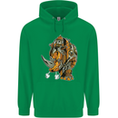Steampunk Rhino Rhinoceros Mens 80% Cotton Hoodie Irish Green