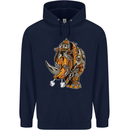 Steampunk Rhino Rhinoceros Mens 80% Cotton Hoodie Navy Blue