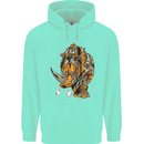 Steampunk Rhino Rhinoceros Mens 80% Cotton Hoodie Peppermint
