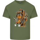 Steampunk Rhino Rhinoceros Mens Cotton T-Shirt Tee Top Military Green