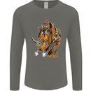 Steampunk Rhino Rhinoceros Mens Long Sleeve T-Shirt Charcoal