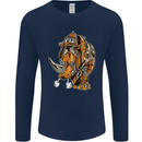 Steampunk Rhino Rhinoceros Mens Long Sleeve T-Shirt Navy Blue