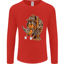 Steampunk Rhino Rhinoceros Mens Long Sleeve T-Shirt Red