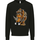 Steampunk Rhino Rhinoceros Mens Sweatshirt Jumper Black