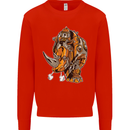 Steampunk Rhino Rhinoceros Mens Sweatshirt Jumper Bright Red