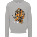 Steampunk Rhino Rhinoceros Mens Sweatshirt Jumper Sports Grey