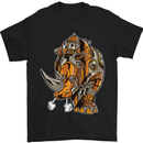 Steampunk Rhino Rhinoceros Mens T-Shirt Cotton Gildan Black