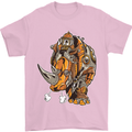 Steampunk Rhino Rhinoceros Mens T-Shirt Cotton Gildan Light Pink