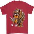 Steampunk Rhino Rhinoceros Mens T-Shirt Cotton Gildan Red