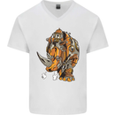 Steampunk Rhino Rhinoceros Mens V-Neck Cotton T-Shirt White