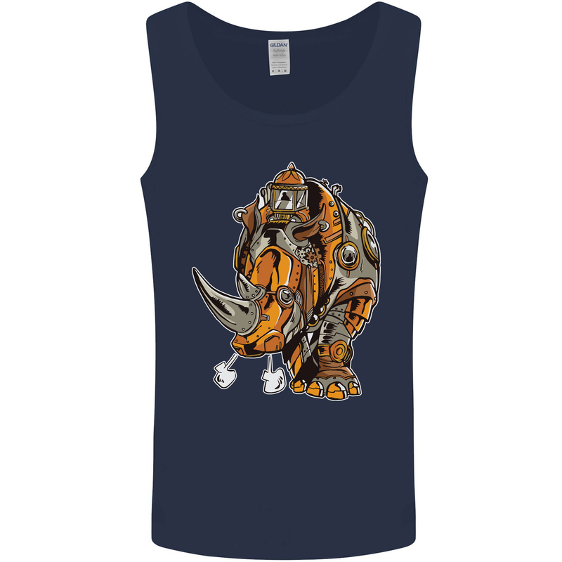 Steampunk Rhino Rhinoceros Mens Vest Tank Top Navy Blue