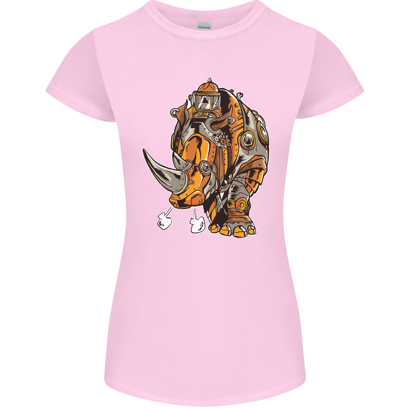 Steampunk Rhino Rhinoceros Womens Petite Cut T-Shirt Light Pink