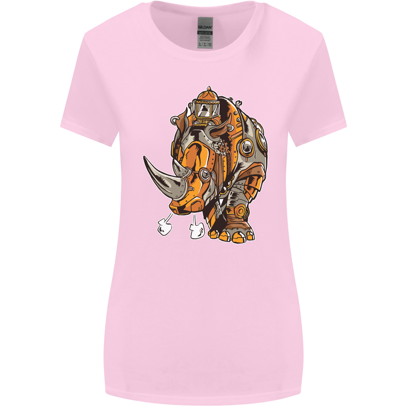 Steampunk Rhino Rhinoceros Womens Wider Cut T-Shirt Light Pink