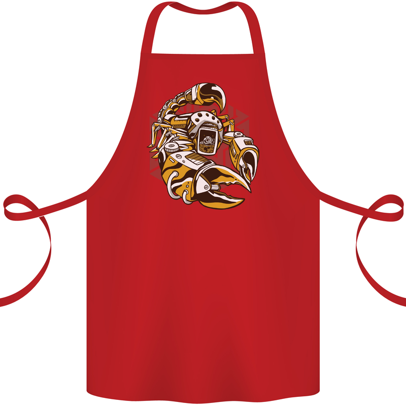 Steampunk Scorpion Cotton Apron 100% Organic Red