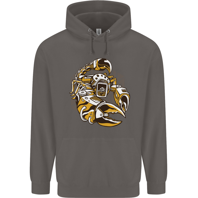 Steampunk Scorpion Mens 80% Cotton Hoodie Charcoal