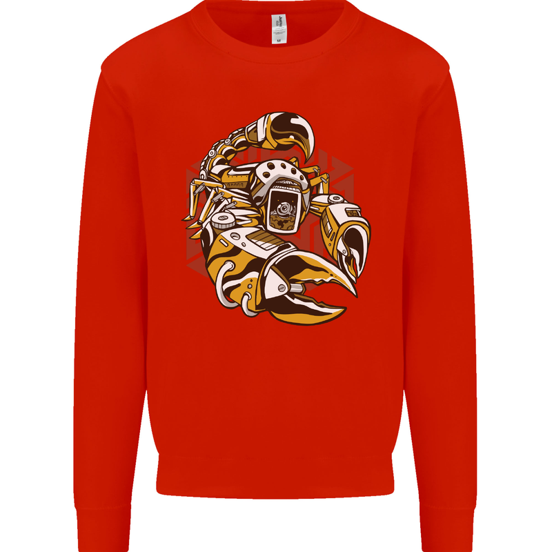 Steampunk Scorpion Mens Sweatshirt Jumper Bright Red