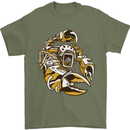 Steampunk Scorpion Mens T-Shirt Cotton Gildan Military Green