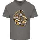 Steampunk Scorpion Mens V-Neck Cotton T-Shirt Charcoal