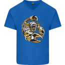Steampunk Scorpion Mens V-Neck Cotton T-Shirt Royal Blue