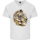 Steampunk Scorpion Mens V-Neck Cotton T-Shirt White