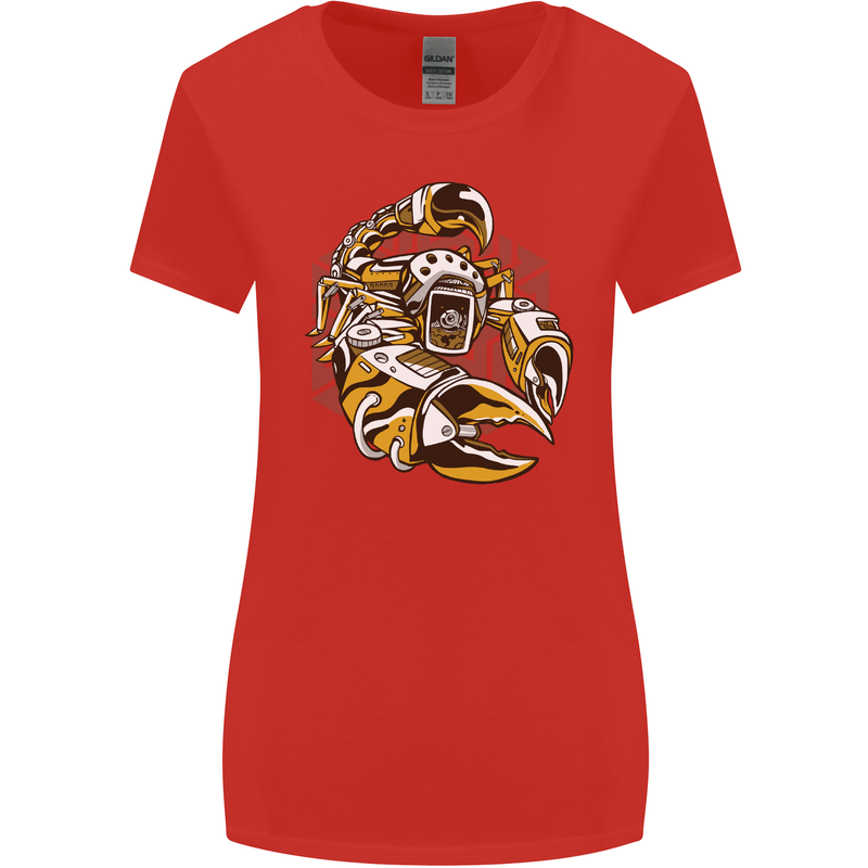 Steampunk Scorpion Womens Wider Cut T-Shirt Red