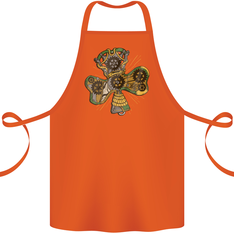 Steampunk Shamrock Cotton Apron 100% Organic Orange