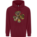 Steampunk Shamrock Mens 80% Cotton Hoodie Maroon