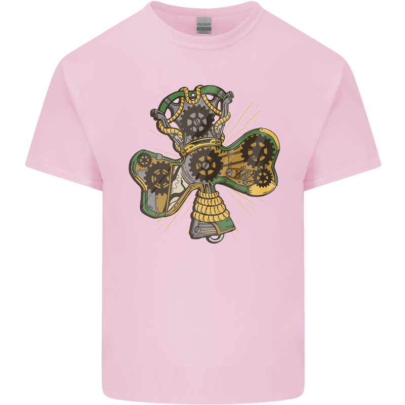 Steampunk Shamrock Mens Cotton T-Shirt Tee Top Light Pink