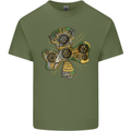 Steampunk Shamrock Mens Cotton T-Shirt Tee Top Military Green