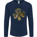 Steampunk Shamrock Mens Long Sleeve T-Shirt Navy Blue